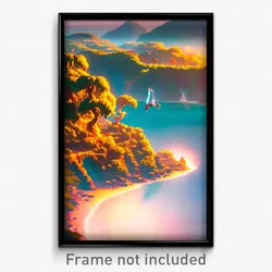 Pixel Art Poster - Enchanted Coast (8 Bit Psychedelic Trippy Video Game Print)