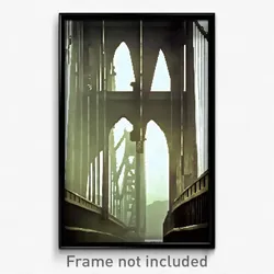 Pixel Art Poster - Dreary Bridge (8 Bit Psychedelic Trippy Video Game Print)