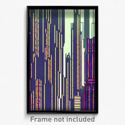 Pixel Art Poster - Wire Frame Glitchy Metropolis (8 Bit Video Game Print)
