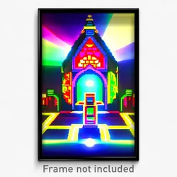 Pixel Art Poster - Colorful Sanctum (8 Bit Psychedelic Trippy Video Game Print)