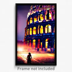 Pixel Art Poster - Nocturnal Colosseum (8 Bit Psychedelic Video Game Print)