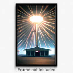 Pixel Art Poster - Flying Shelter (8 Bit Psychedelic Trippy Video Game Print)