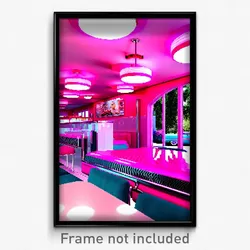 Pixel Art Poster - Pink 50'S Diner (8 Bit Psychedelic Trippy Video Game Print)