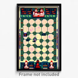 Pixel Art Poster - Unkempt Chess Board (8 Bit Psychedelic Video Game Print)
