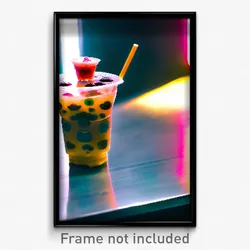 Pixel Art Poster - Reflecting Boba Tea (8 Bit Psychedelic Video Game Print)
