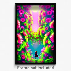 Pixel Art Poster - Flowery Abyss (8 Bit Psychedelic Trippy Video Game Print)