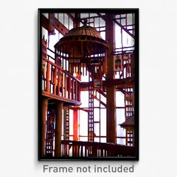 Pixel Art Poster - Wooden Balistraria (8 Bit Psychedelic Video Game Print)