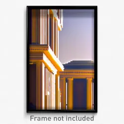 Pixel Art Poster - Tan Architecture (8 Bit Psychedelic Trippy Video Game Print)