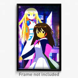 Pixel Art Poster - Large Anime (8 Bit Psychedelic Trippy Weird Video Game Print)