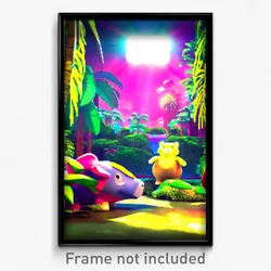 Pixel Art Poster - Plush Jungle (8 Bit Psychedelic Trippy Video Game Print)