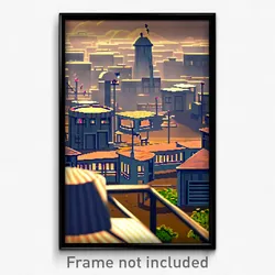 Pixel Art Poster - Big Shantytown (8 Bit Psychedelic Trippy Video Game Print)