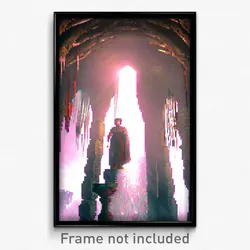 Pixel Art Poster - Watery Crypt (8 Bit Psychedelic Trippy Video Game Print)