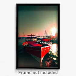 Pixel Art Poster - Red Boat (8 Bit Psychedelic Trippy Weird Video Game Print)