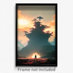 Pixel Art Poster - Unique Outland (8 Bit Psychedelic Trippy Video Game Print)