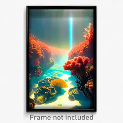 Pixel Art Poster - Heavenly Coral Reef (8 Bit Psychedelic Video Game Print)