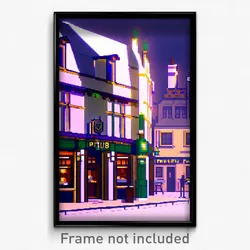 Pixel Art Poster - White Pub (8 Bit Psychedelic Trippy Weird Video Game Print)
