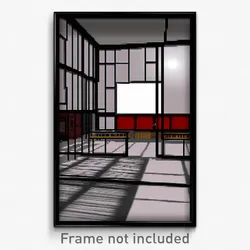 Pixel Art Poster - Wire Frame Home Theatre (8 Bit Psychedelic Video Game Print)