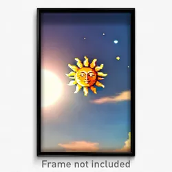 Pixel Art Poster - Terrific Sun And Moon (8 Bit Psychedelic Video Game Print)
