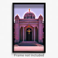 Pixel Art Poster - Flashy Mausoleum (8 Bit Psychedelic Trippy Video Game Print)