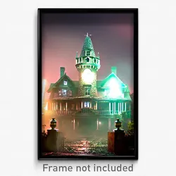 Pixel Art Poster - Haunted Bailey (8 Bit Psychedelic Trippy Video Game Print)
