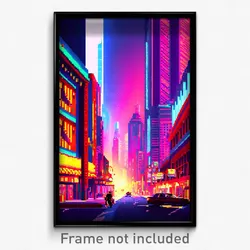 Pixel Art Poster - Exotic Metropolis (8 Bit Psychedelic Trippy Video Game Print)
