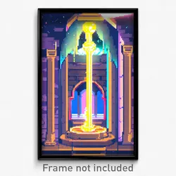 Pixel Art Poster - Liquid Mausoleum (8 Bit Psychedelic Trippy Video Game Print)