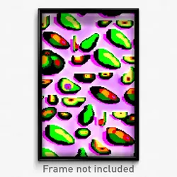 Pixel Art Poster - Multicolored Avocado (8 Bit Psychedelic Video Game Print)