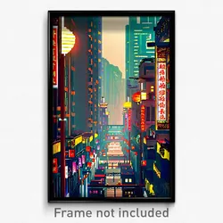 Pixel Art Poster - Fabulous Chinese City (8 Bit Psychedelic Video Game Print)