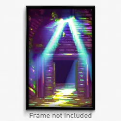 Pixel Art Poster - Glitchy Cellar (8 Bit Psychedelic Trippy Video Game Print)