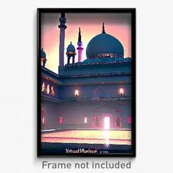 Pixel Art Poster - Virtual Mosque (8 Bit Psychedelic Trippy Video Game Print)