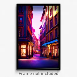 Pixel Art Poster - Classic European City (8 Bit Psychedelic Video Game Print)