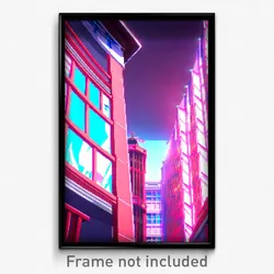 Pixel Art Poster - Glaring Anime Architecture (8 Bit Video Game Print)