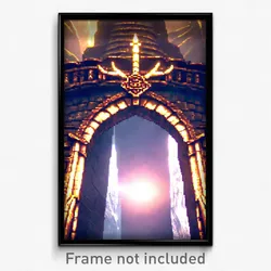 Pixel Art Poster - Monstrous Gate (8 Bit Psychedelic Trippy Video Game Print)