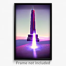 Pixel Art Poster - Frozen Obelisk (8 Bit Psychedelic Trippy Video Game Print)