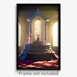 Pixel Art Poster - Warped Shrine (8 Bit Psychedelic Trippy Video Game Print)