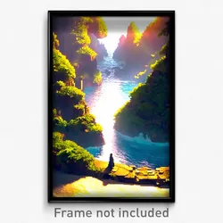 Pixel Art Poster - Hidden Isle (8 Bit Psychedelic Trippy Weird Video Game Print)
