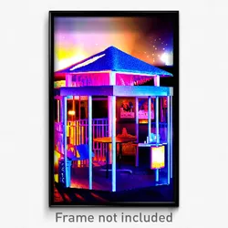 Pixel Art Poster - Quirky Shelter (8 Bit Psychedelic Trippy Video Game Print)