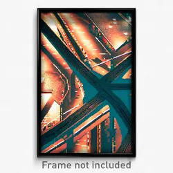 Pixel Art Poster - Dangerous Intersection (8 Bit Psychedelic Video Game Print)