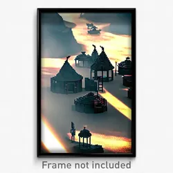 Pixel Art Poster - Black Encampment (8 Bit Psychedelic Trippy Video Game Print)