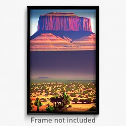 Pixel Art Poster - Enormous Mesa (8 Bit Psychedelic Trippy Video Game Print)