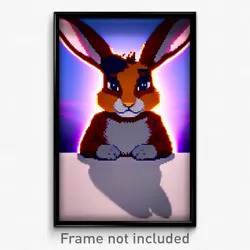 Pixel Art Poster - Thoughtful Rabbit (8 Bit Psychedelic Trippy Video Game Print)