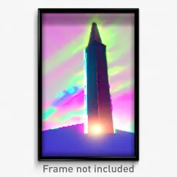 Pixel Art Poster - Glitchy Obelisk (8 Bit Psychedelic Trippy Video Game Print)