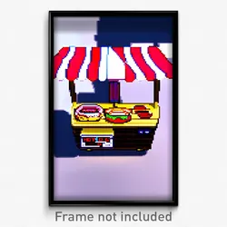 Pixel Art Poster - Virtual Hot Dog Stand (8 Bit Psychedelic Video Game Print)