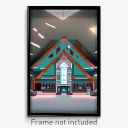 Pixel Art Poster - Triangular Hospital (8 Bit Psychedelic Video Game Print)