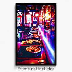 Pixel Art Poster - Stunning Pizza Shop (8 Bit Psychedelic Video Game Print)