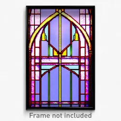 Pixel Art Poster - Digital Wire Frame Stained Glass (8 Bit Video Game Print)