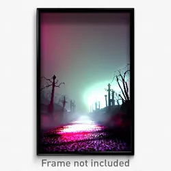 Pixel Art Poster - Haunted Path (8 Bit Psychedelic Trippy Video Game Print)