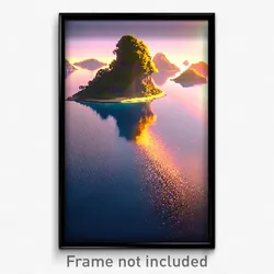 Pixel Art Poster - Reflecting Island (8 Bit Psychedelic Trippy Video Game Print)