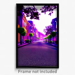 Pixel Art Poster - Virtual Street (8 Bit Psychedelic Trippy Video Game Print)