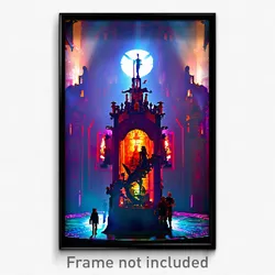 Pixel Art Poster - Flamboyant Chamber (8 Bit Psychedelic Video Game Print)